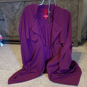 New Jennifer Lopez grape rush trench and matching lace up blouse with Red Label
